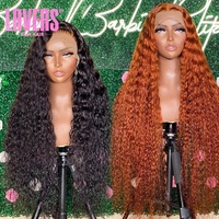 Perruque de cheveux humains vierges brésiliens, densité 200, couleur gingembre-orange, 13x6, ondulation naturelle, frontale sans colle, dentelle transparente, pré-épilée