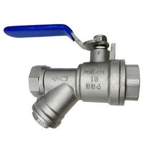 TKFM factory manual dn32 stainless steel 304 y type filter ball valve with strainer dn25