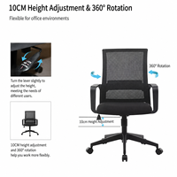 Chaise de conférence au design moderne à hauteur réglable avec dossier et accoudoirs en maille pour utilisation au bureau ou sur ordinateur