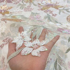 Sang Trọng Sequin Thêu Vải Hoa Hạt Thêu Lưới Vải Nhà Máy <span class=keywords><strong>Sequins</strong></span> Cho Phụ Nữ Của Buổi Tối Ăn Mặc - Product Image 6