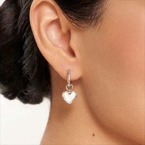 Pendientes de Aro con Colgante de Corazón de Cuarzo Blanco en Acero Inoxidable, Diseño Nuevo, Chapados en Oro de 18K, Joyería Personalizada, a la Moda para Mujer - Product Image 5