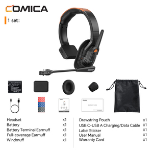 COMICA Seekcom S1 (un juego) Sistema de Auriculares Inalámbricos 2.4G con Intercomunicador, a Prueba de Explosiones, Cancelación de Ruido ENC, Resistente al Agua IPX3, 500m - Product Image 3