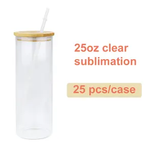 USA Warehouse 12oz 16oz DIY Blank Sublimation Can Shaped Beer Glass Cups With Bamboo Lid And Straw Beer Can Glass For Iced Coke