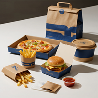 Boîte d'emballage alimentaire en papier personnalisée avec logo, jetable, pour plats à emporter (burgers, frites, poulet), avec poignée, anti-fuite