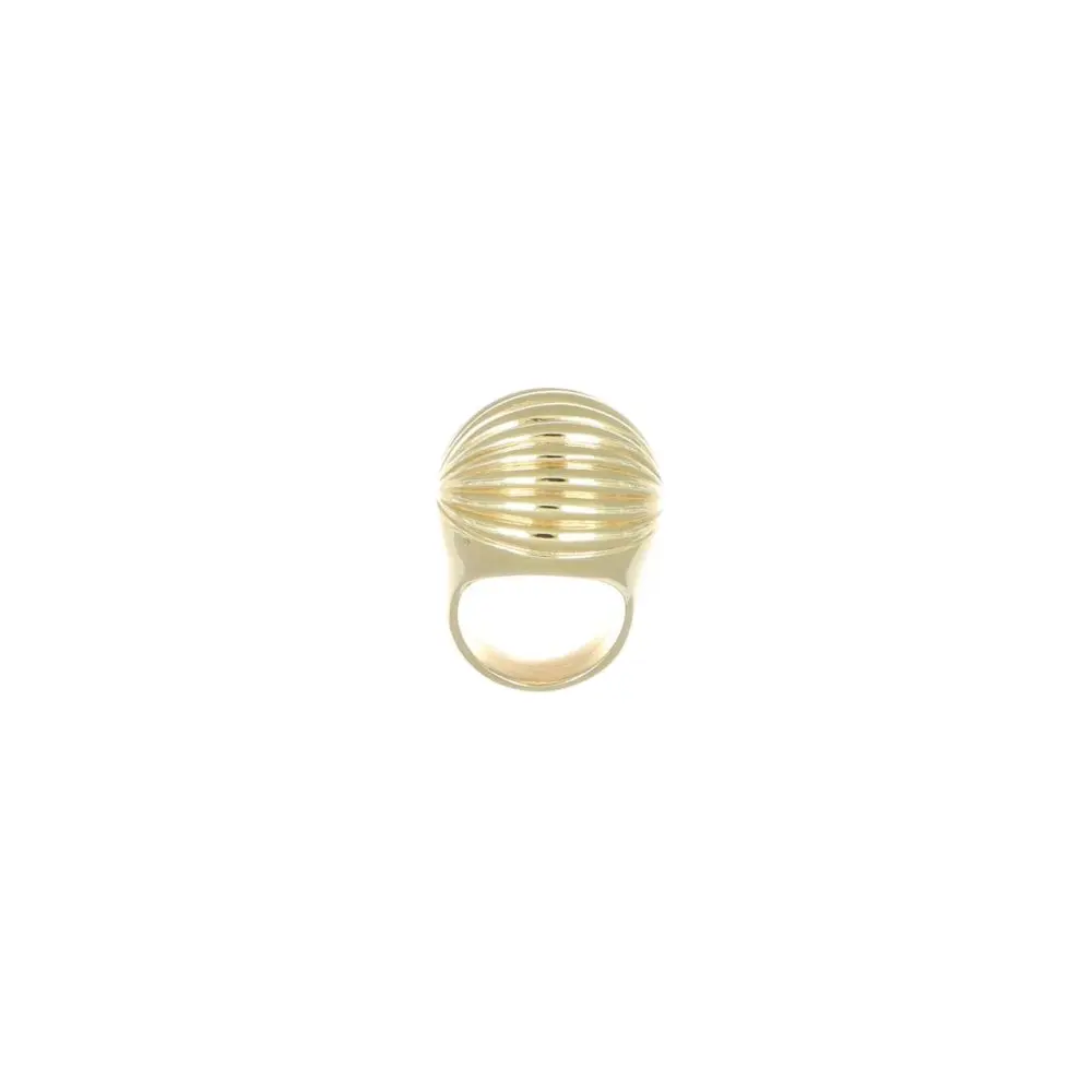 Classy Made n Italy 18 kt gold plating chunky striped silver ring to be fashionable in every occasion
