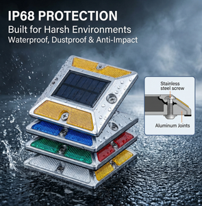 Balises routières LED solaires à effet œil-de-chat IP68, lampes d'avertissement clignotantes, feux de marquage pour autoroutes et pistes - Product Image 4