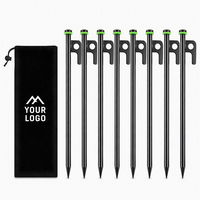 Piquets de tente robustes de 12 pouces avec anneaux en silicone fluorescent et sac de rangement pour le camping – Fabricant de piquets de tente en métal