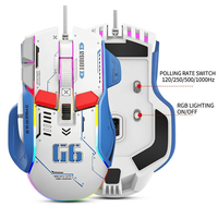 Souris mécanique filaire G6, programmation macro, souris de jeu éclairée par RGB, pour droitiers, 12 boutons, PC, Esports, Battle Royale