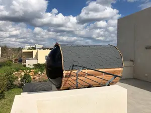 Atractiva y Duradera Sauna Móvil con Estufa <span class=keywords><strong>de</strong></span> Leña, Sauna <span class=keywords><strong>de</strong></span> Barril <span class=keywords><strong>de</strong></span> Madera con Chimenea - Product Image 6