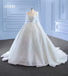 QUEENSGOWN Abito da Sposa di Lusso a Maniche Lunghe con Perline, Vestito da Ballo con Scollatura a Cuore, Abito Nuziale Avorio - Product Image 5