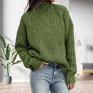 Suéter Casual de Manga Larga con Cuello Alto y Color Sólido para Mujer, Precio al por Mayor, Moda - Product Image 5