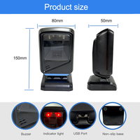Lector de Códigos de Barras 2D Omnidireccional Automático D46 con Ventana Grande, Lector de Códigos QR USB con Cable, Escáner de Códigos de Barras de Escritorio para Supermercado