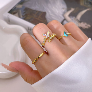 Hot Sale Colorful Butterfly Cubic Zirconia <b>Ring</b> Women Jewelry <b>Open</b> Adjustable Trendy Flower Butterfly <b>Rings</b> - Product Image 3