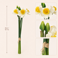 3 Tangkai Bunga Daffodil Buatan Real Touch, Karet Lembut, Warna Putih Kuning, Bunga Narcissus untuk Dekorasi Rumah Musim Semi dan Paskah