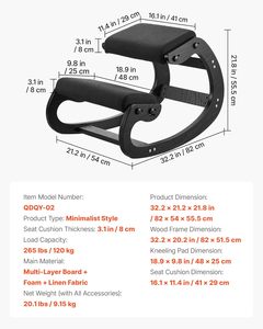 <span class=keywords><strong>Chaise</strong></span> à <span class=keywords><strong>genoux</strong></span> ergonomique HEXU, hauteur réglable, coussins en mousse épaisse, structure en bois massif, sans accoudoirs, soulagement des douleurs cervicales/dorsales, <span class=keywords><strong>bureau</strong></span> - Product Image 3