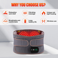 Ceinture de Massage Lombaire Électrique Sans Fil avec Thérapie par Lumière Rouge, Chauffage et Vibration pour le Soulagement de la Douleur Dorsale