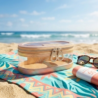 Sac de voyage cosmétique ovale de luxe pliable avec fermeture éclair, grande capacité, résistant à l'eau, écologique et portable pour organiser le maquillage