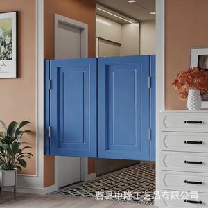 Country Style Solid Wood Half Height Door Double Opening Interior <b>Partition</b> Gate Light Blue Corridor Bathroom <b>Screen</b> Door - Product Image 1