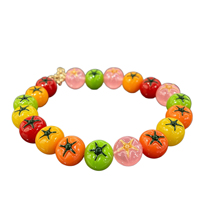 Modevolle kleurrijke zomerfruit charme kralenketting handgemaakte aardbei sinaasappel perzik mangosteen bedels schattige ketting sieraden