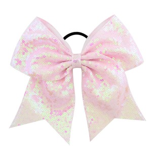 Wholesale Sequin Tail Bow <strong>Hair</strong> Ties for Teenagers Custom Designs Cheerleading Streamer Ponytail Holders As Party <strong>Hair</strong> Accessory - Product Image 6