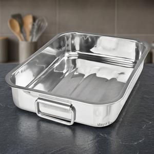 Durable Versatile Rectangular Stainless Steel Serving Tray for Baking and Serving Lasagna Mayur Exports Model 3000 - Product Image 2