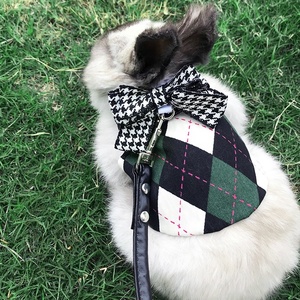 Set di Abbigliamento per <span class=keywords><strong>Conigli</strong></span> con Papillon a Quadretti e Guinzaglio con Anello, Stile Principessa - Product Image 2