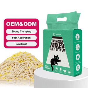 Litière pour chat en gros directement de l'usine, mélange de tofu et de maïs, qualité alimentaire, agglomérante, sans poussière, en vrac, pour importateurs de produits pour animaux de compagnie - Product Image 1