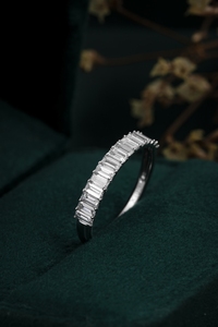 Classic 10K Solid White <b>Gold</b> 0.7ct Emerald Cut Lab Grown Diamond <b>Ring</b> | Emerald Cut Lab Created Diamond Wedding Band <b>Ring</b> for - Product Image 2