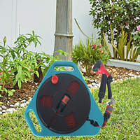 Ensemble de tambour de tuyau d'arrosage en plastique Anti-UV haute durabilité de 15M et 20M avec pulvérisateur à gâchette à connecteur rapide et conception plate plus légère