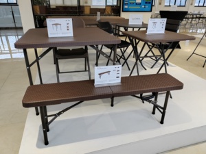 HONGQIAO 118CM 4FT bianco HDPE panca Park campeggio panca sgabello piccolo pieghevole a metà campeggiatori panca all'aperto - Product Image 4