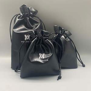 Best Selling Custom Velvet PU Leather <b>Drawstring</b> Headphone <b>Pouch</b> Dust Bag for Jewelry with Screen Printing for Gifts - Product Image 4