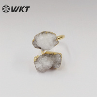 WKT – bague en quartz Druzy blanc naturel plaqué or 18k pour femme, nouveau matériau, mode tendance, énergie, géode, Agate, pierre, WT-R461