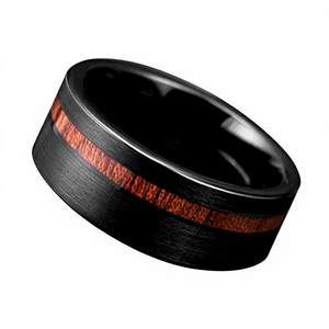 Anello di Fidanzamento con Fascia Spazzolata Comfort per Uomo e Donna 8mm Intarsio in Legno Tungsteno Nero Anelli Premium per Matrimonio Vendita all'Ingrosso - Product Image 2