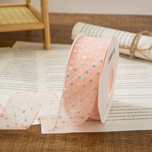 Pita Organza Jala Payet 4cm 10 Yard Motif Bunga untuk Ikat Rambut, Pembungkus Kado, Kerajinan DIY, Aksesoris - Product Image 5