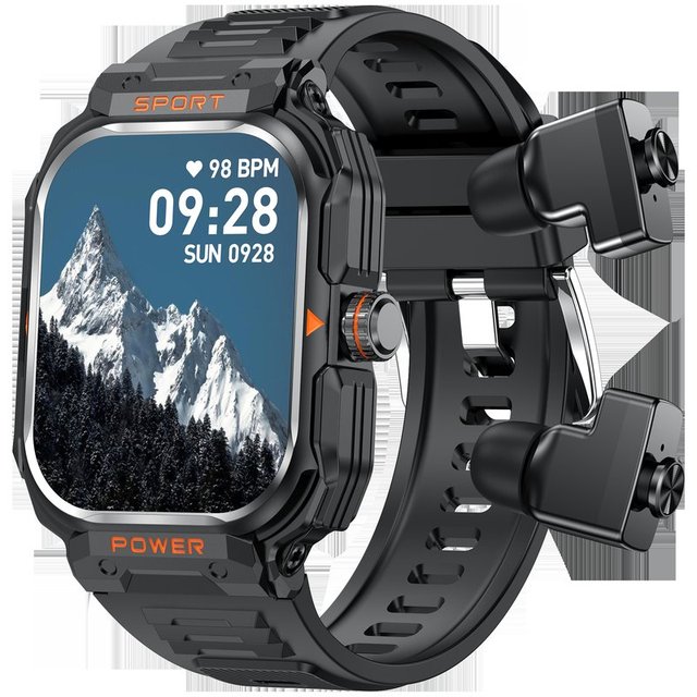 2.01inch HD Screen Smart Bracelet Support NFC GPS Tracking Health Monitor IP67 Waterproof Men Smart Watch with Wireless Headset