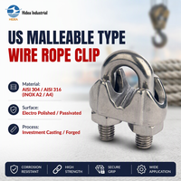Collier de serrage pour câble en acier inoxydable AISI 304 316 type Bulldog, attache de câble en acier malléable de type US, collier de serrage en U poli pour câble métallique pour levage maritime