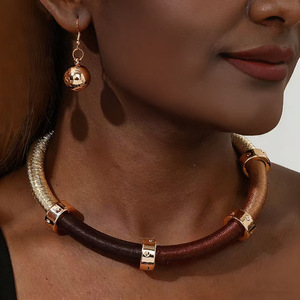 Yumfeel — <span class=keywords><strong>collier</strong></span> à bretelles en métal et cordon enroulé, chaîne multicolore, bijou indien, Boho, fabriqué à la main, vente en gros - Product Image 2