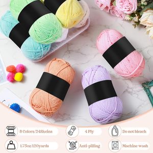 Hilo de Algodón Peinado de 4 Cabos, Suave para la Piel, para Tejer a Mano Bufandas y Mantas de Muñecas DIY, Hilo Fantasía para Bebés - Product Image 3