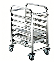 Chariot de service mobile professionnel à 6 niveaux en acier inoxydable pour boulangerie et cuisine commerciale