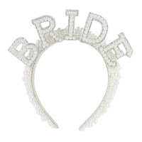 Ensemble d'accessoires de mariée en gros : serre-tête perlé, éventail en plumes, ceinture de mariée pour fournitures de mariage et enterrement de vie de jeune fille