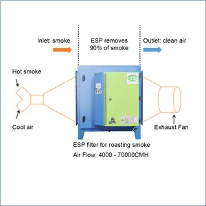 Lvcheng Ce Absorberen Olie Mist Industriële Koffiebrander Machine Afterburn Elektrostatische Rook Filter Voor Koffiebrander