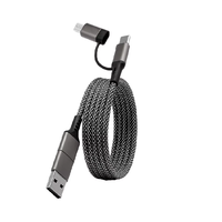 Cable de Carga Rápida Magnético de Aleación de Aluminio y Nailon 3A PD 60W, Enrollable, Conectores 4 en 1 Tipo-C USB 3.2 para Impresora