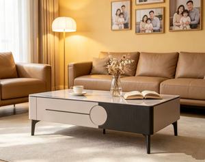Modern Marble <b>Top</b> Coffee <b>Table</b> With Storage Drawer Minimalist Living Room Furniture - Product Image 2