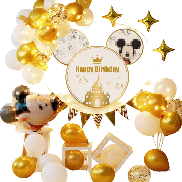 Cartoon Mouse Latex Balloons Kids' Birthday Background Wall Decoration Happy Birthday Party Balloon Set