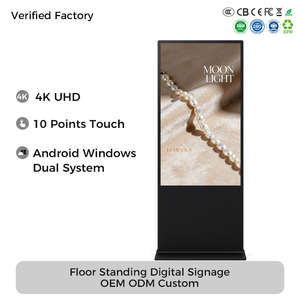 ป้ายดิจิทัลตั้งพื้น 75 นิ้ว 4K UHD หน้าจอสัมผัส ระบบแอนดรอยด์ วินโดวส์ ระบบคู่ สำหรับร้านค้าปลีก รับผลิตแบบ OEM ODM ตามสั่ง - Product Image 1