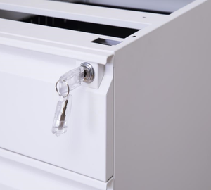 Armoires de classement blanches sous le bureau, armoire de classement avec serrure et clé, armoire de classement pour usage de bureau - Product Image 2