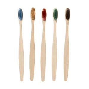 Spazzolino da denti di bambù piatto naturale per adulti riciclabile e stile minimalista spazzolino manuale verde prodotti cinesi - Product Image 1