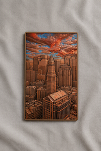 Barre commémorative rectangulaire en cuivre pur à 99,9 % avec relief 3D, motif Tour <span class=keywords><strong>de</strong></span> la Custom House <span class=keywords><strong>de</strong></span> <span class=keywords><strong>Boston</strong></span>, souvenir touristique, vente en gros - Product Image 1