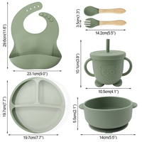 Ensemble d'alimentation pour enfants en silicone de qualité alimentaire sans BPA, accessoires pour bébés, assiette et bol pour enfants personnalisés en usine avec ensemble de vaisselle