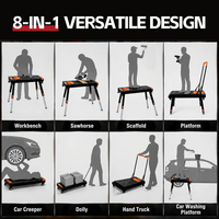 Banc de travail portable 8 en 1, réglage de la hauteur sur 3 niveaux, capacité de 250 kg, poste de travail pliable multi-usages pour charpentier, bricolage